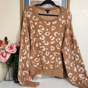 Express Animal Print Sweater size xl Faux Fur